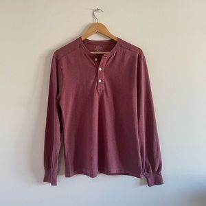 J.Crew Cotton Garment Dyed Button Henley in Medium and Red